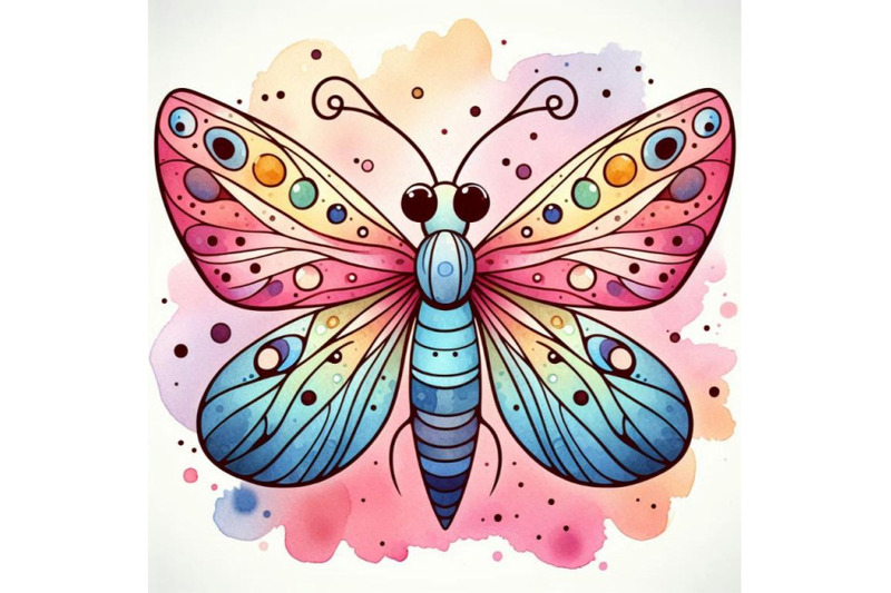 cartoon-insect-butterfly-watercolor-illustration