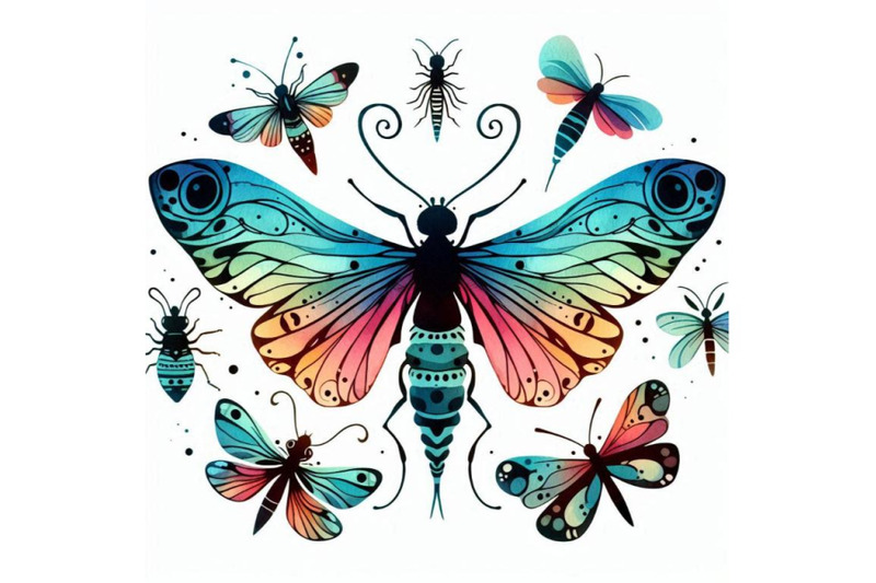 cartoon-insect-butterfly-watercolor-illustration