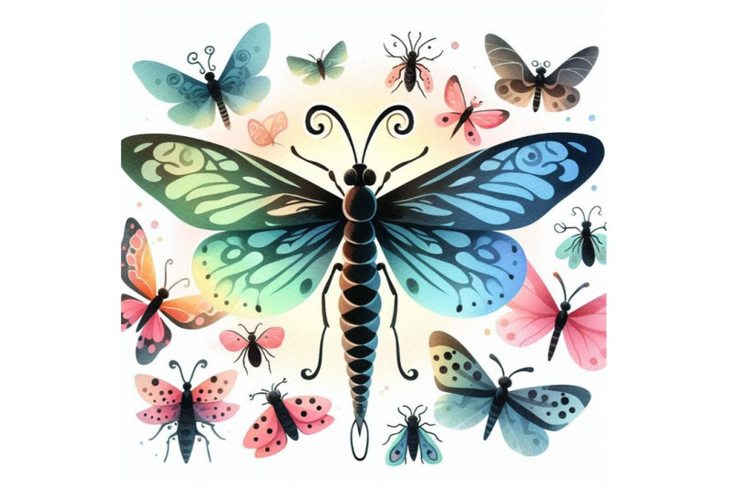 cartoon-insect-butterfly-watercolor-illustration