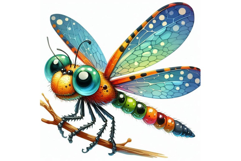 cartoon-insect-dragonfly-watercolor-illustration