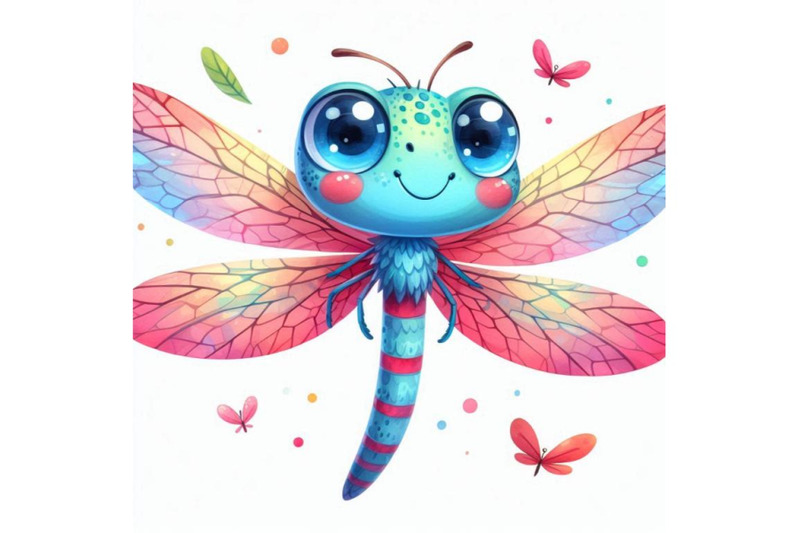 cartoon-insect-dragonfly-watercolor-illustration