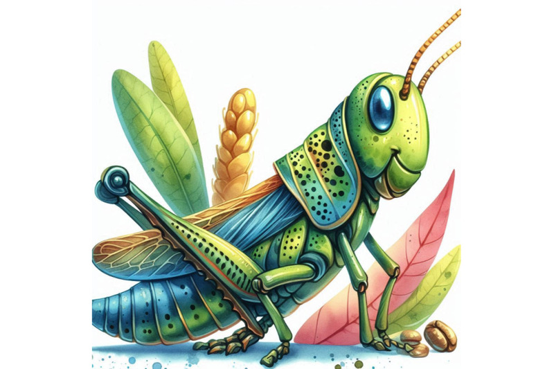 cartoon-insect-grasshopper-watercolor-illustration