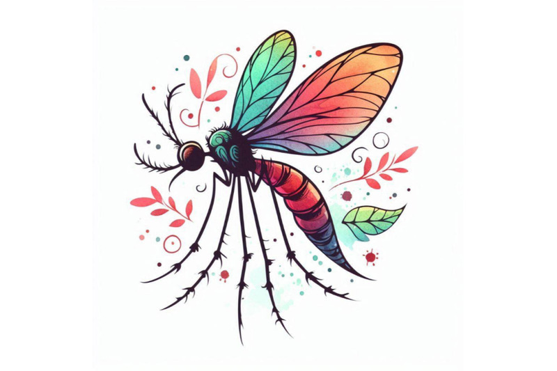 cartoon-insect-mosquito-watercolor-illustration