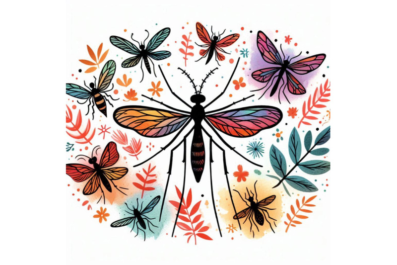 cartoon-insect-mosquito-watercolor-illustration