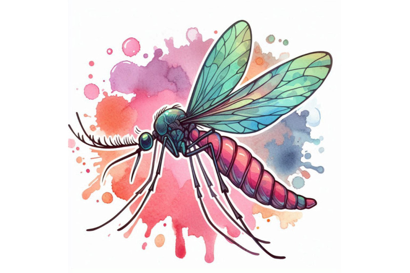 cartoon-insect-mosquito-watercolor-illustration