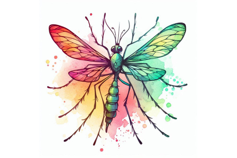 cartoon-insect-mosquito-watercolor-illustration