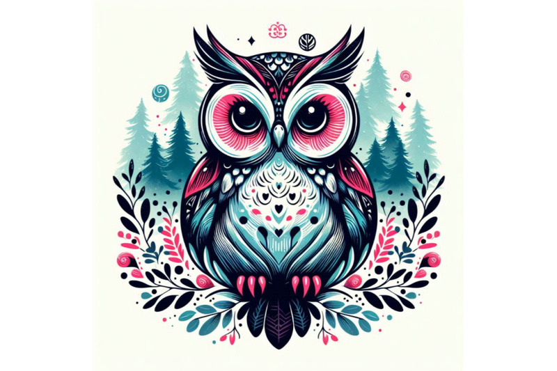 ccute-owl-t-shirt-graphics-watercolor-forest-owl-illustr