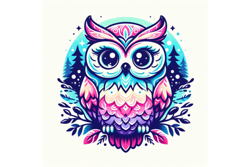 ccute-owl-t-shirt-graphics-watercolor-forest-owl-illustr