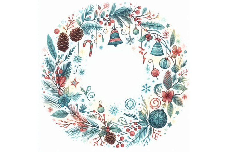 christmas-frame-on-white-background-watercolor-wint