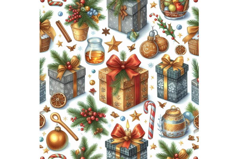 christmas-seamless-pattern-watercolor-gift-box-illustration