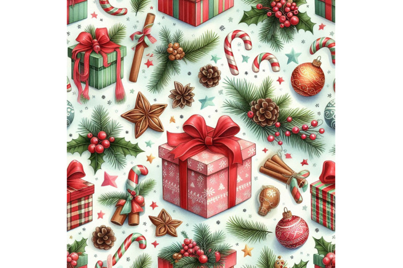 christmas-seamless-pattern-watercolor-gift-box-illustration