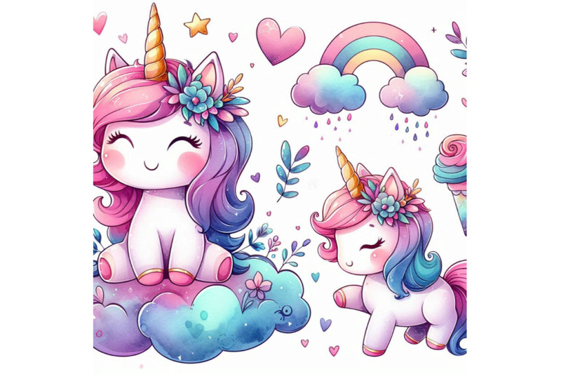 cute-cartoon-unicorn-watercolor-illustration