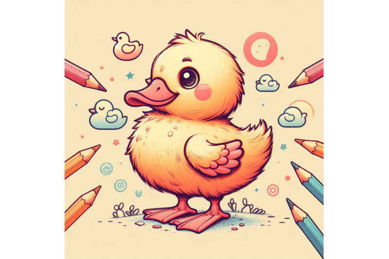 cute-duckling-duckling-pencil-sketch-illustration-t-shir