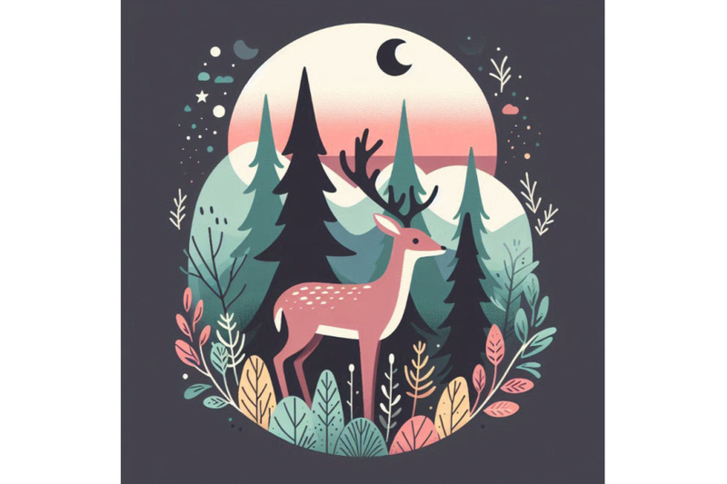 cute-forest-deer-t-shirt-graphics-watercolor-deer-illust