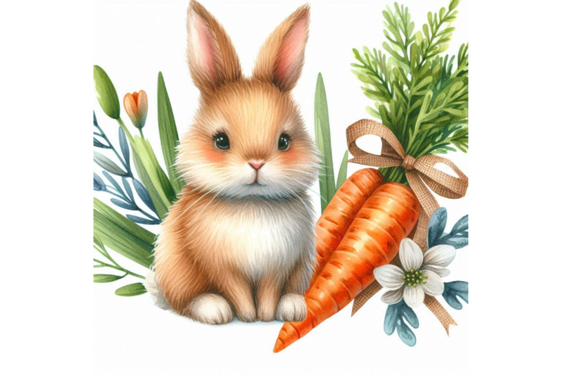 cute-bunny-wild-rabbit-watercolor-carrot-illustration