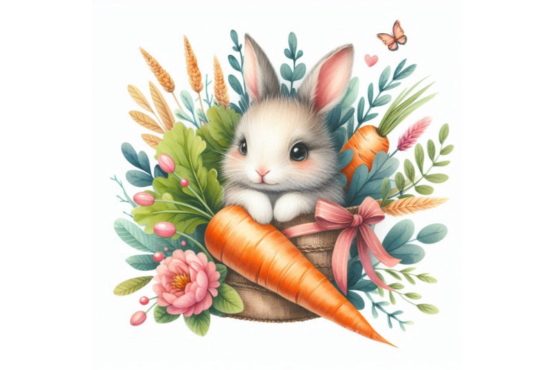 cute-bunny-wild-rabbit-watercolor-carrot-illustration