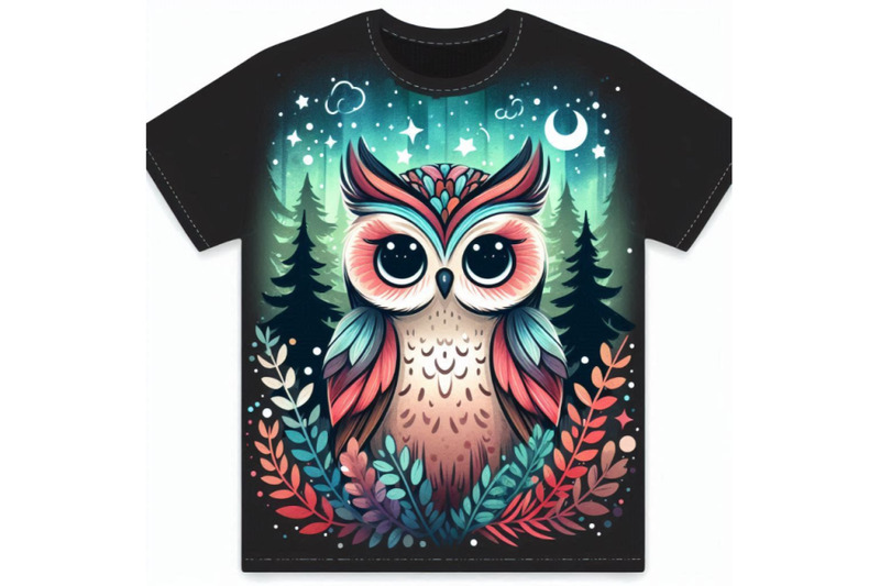 cute-owl-t-shirt-graphics-watercolor-forest-owl-illustrat