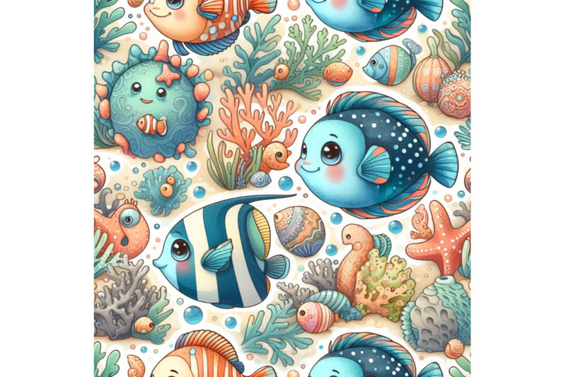 cute-cartoon-sea-fish-seamless-pattern-vintage-surf-background