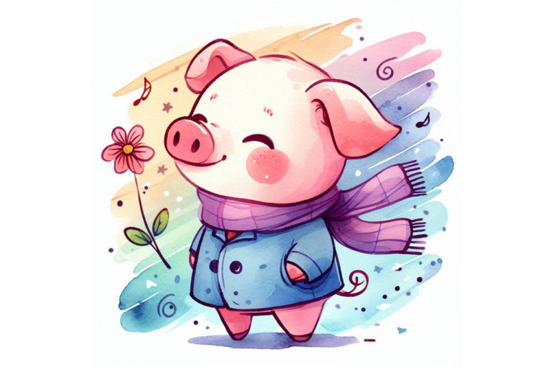 cute-pig-hand-drawn-watercolor-illustration