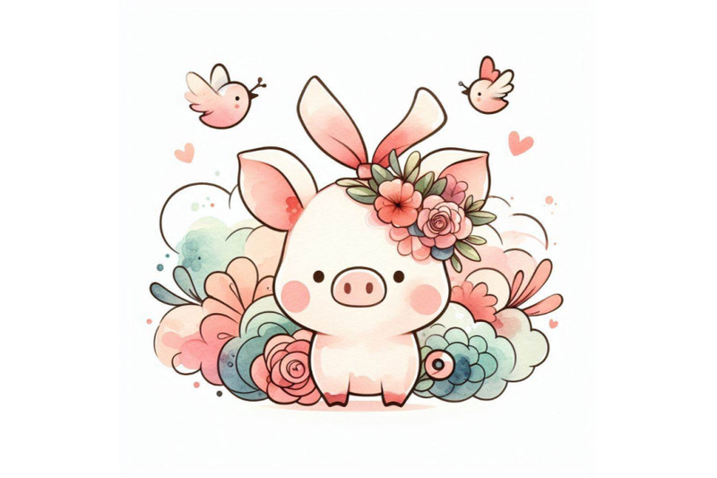 cute-pig-hand-drawn-watercolor-illustration