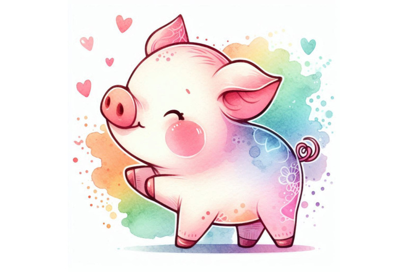 cute-pig-hand-drawn-watercolor-illustration