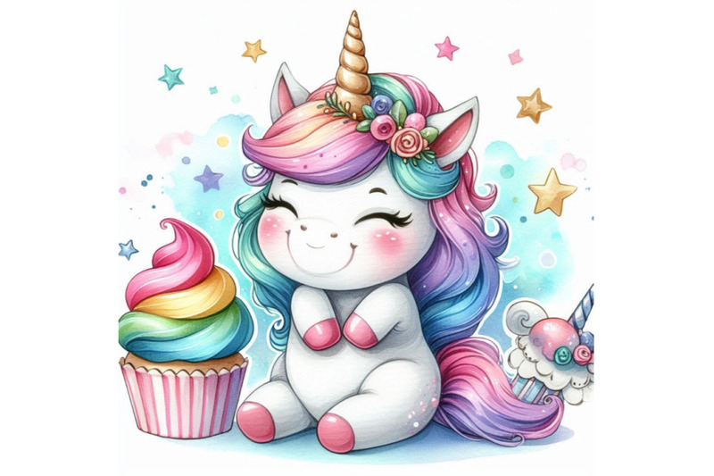 cute-cartoon-unicorn-watercolor-illustration