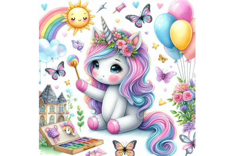 cute-cartoon-unicorn-watercolor-illustration