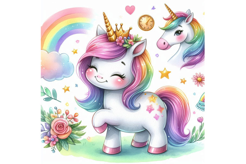 cute-cartoon-unicorn-watercolor-illustration