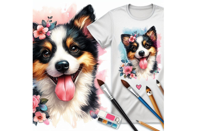 cute-dog-dog-t-shirt-graphics-watercolor-dog-illustration-backgro