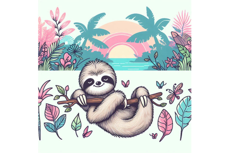 cute-sloth-and-tropical-nature