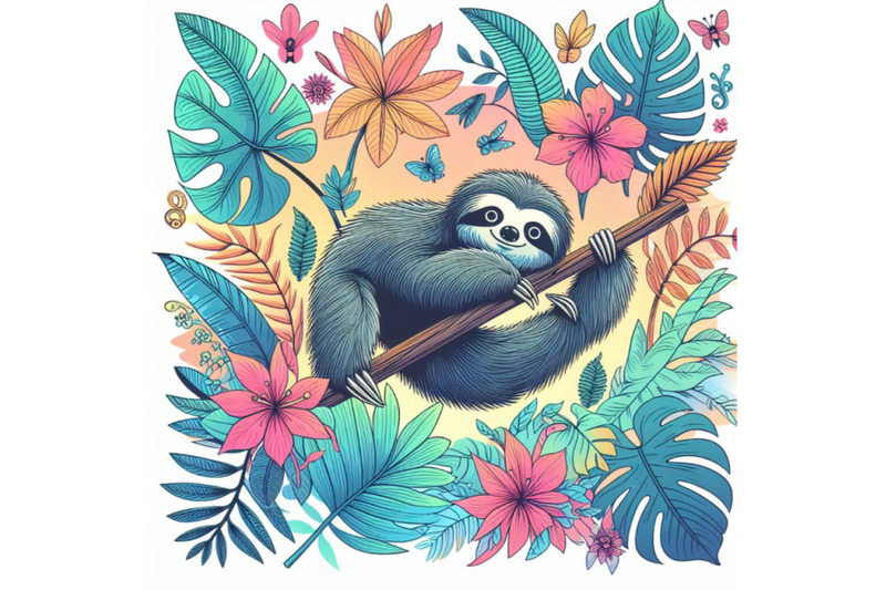 cute-sloth-and-tropical-nature