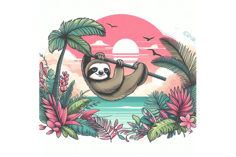 cute-sloth-and-tropical-nature