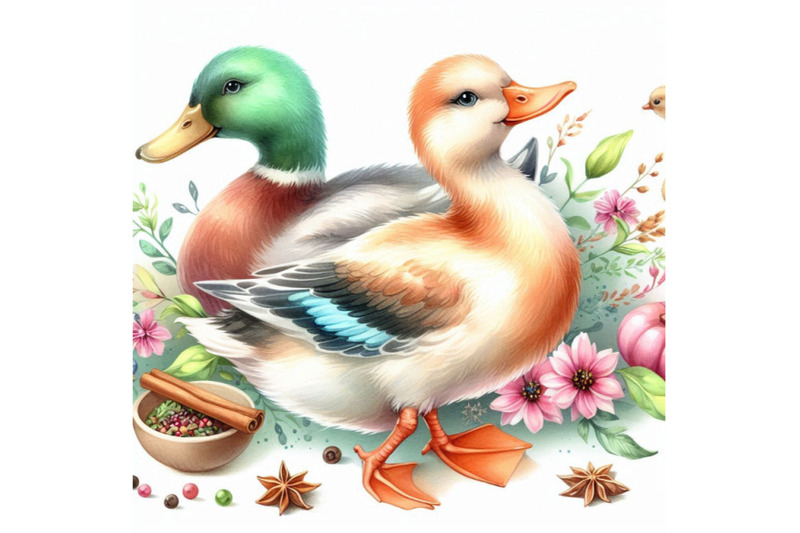 cute-duck-domestic-farm-bird-watercolor-illustration