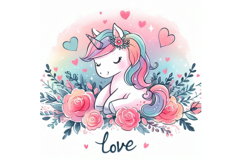 cute-unicorn-watercolor-illustration-love-card