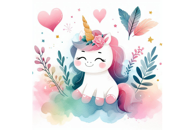 cute-unicorn-watercolor-illustration-love-card