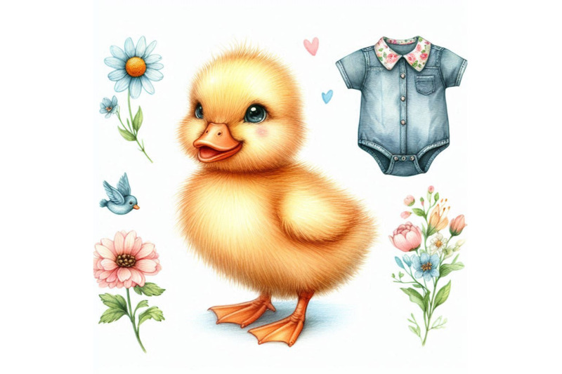 cute-duckling-duckling-pencil-sketch-illustration-t-shirt-print-with