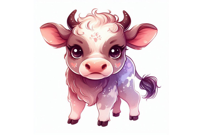 cute-watercolor-calf-baby-bull-illustration-cattle-farm