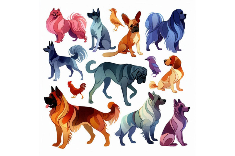 dogs-collection-watercolor-illustration-of-a-different-do