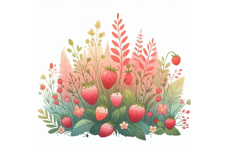 forest-strawberries-watercolor-illustration