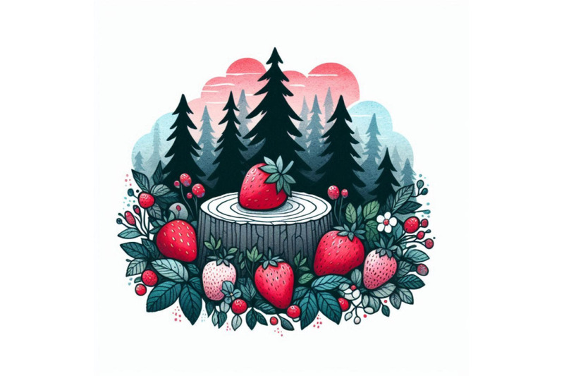 forest-strawberries-watercolor-illustration