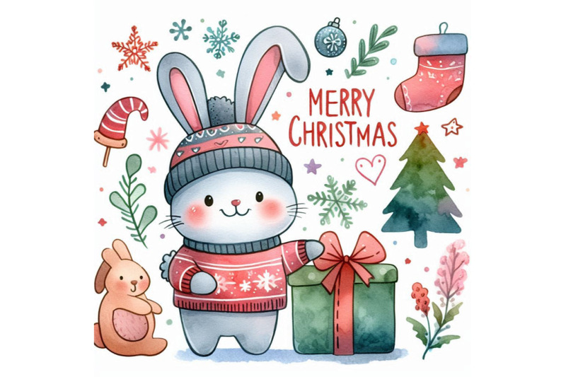 funny-bunny-and-christmas-watercolor-background-ne