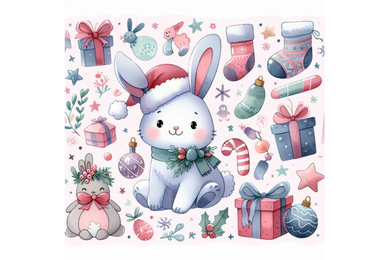 funny-bunny-and-christmas-watercolor-background-ne