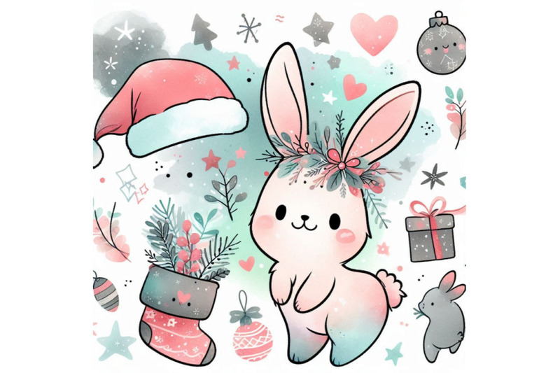 funny-bunny-and-christmas-watercolor-background-ne