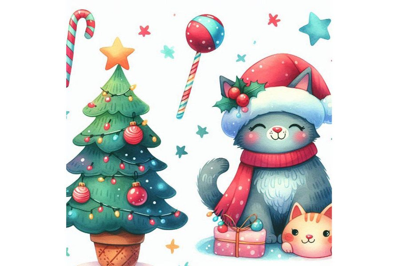 funny-christmas-cat-and-christmas-tree-illustration-for