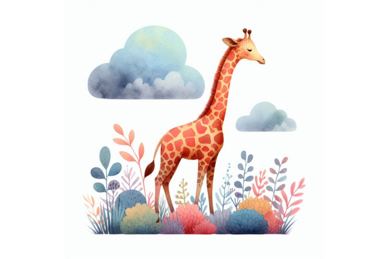 giraffe-hand-drawn-watercolor-illustration