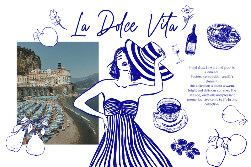 la-dolce-vita-hand-draw-line-art-and-graphic-element