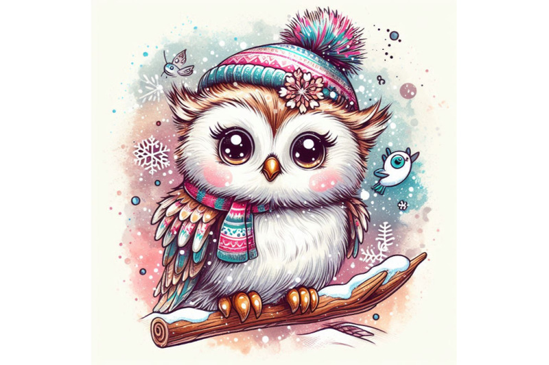 cute-owl-t-shirt-graphics-snowy-owl-illustration-with-splash-wa