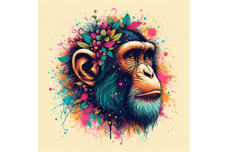 monkey-t-shirt-graphics-monkey-chimpanzee-illustratio