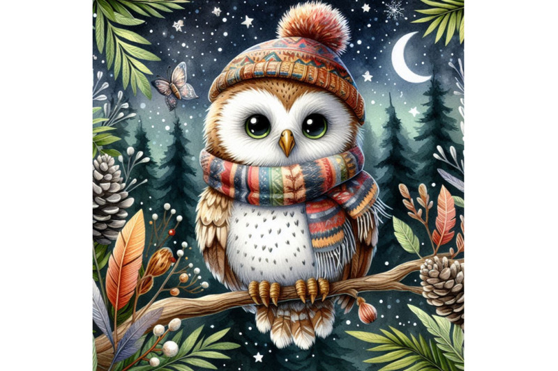 cute-owl-t-shirt-graphics-watercolor-forest-owl-illustration