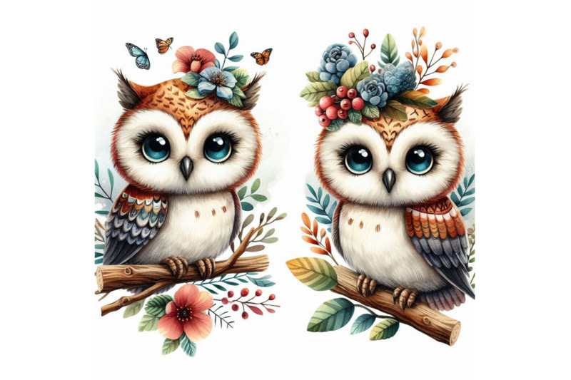 cute-owl-t-shirt-graphics-watercolor-forest-owl-illustration